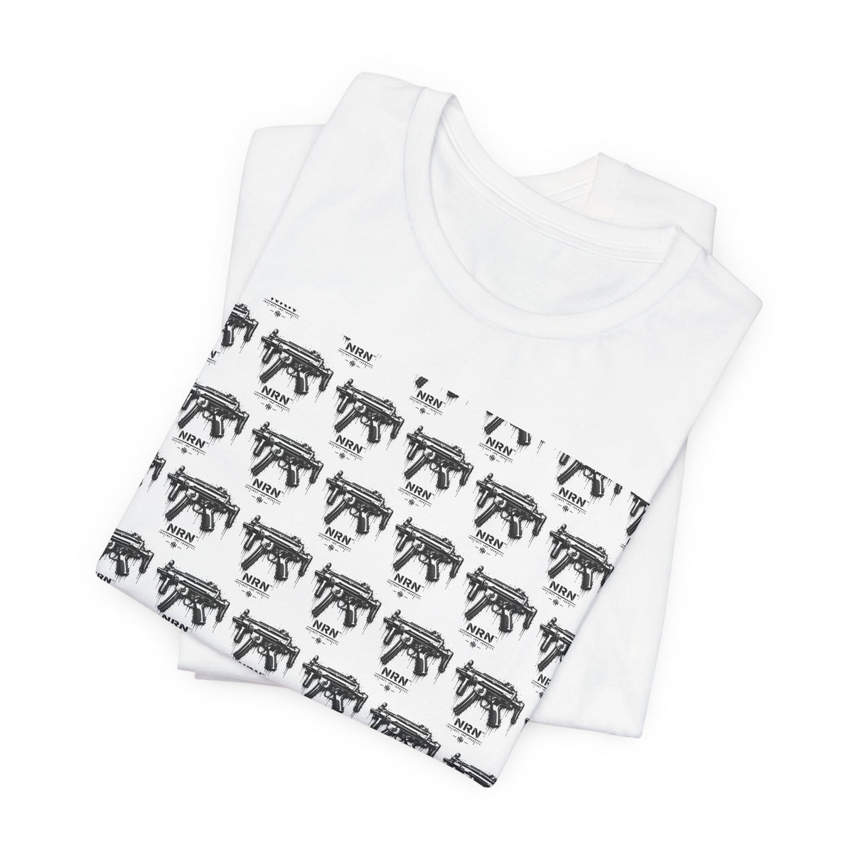 Black-and-white camera pattern graphic tee