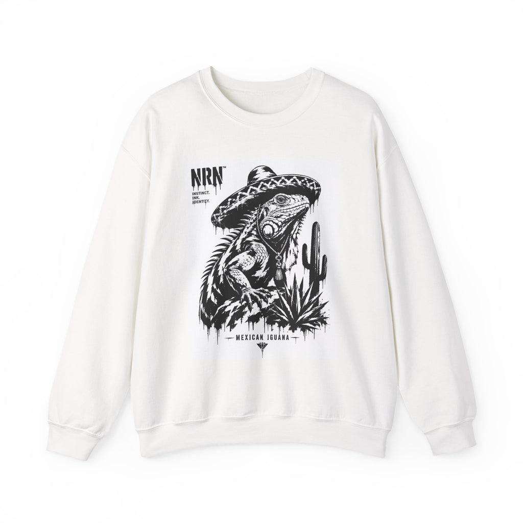 Black-and-white iguana desert graphic sweatshirt