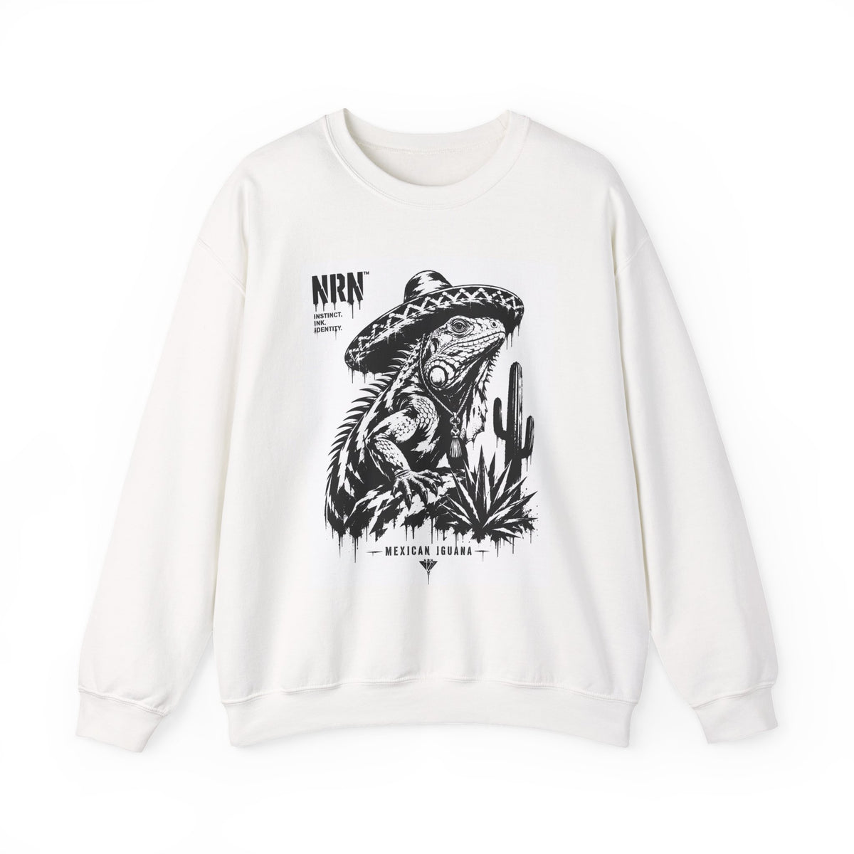 Black-and-white iguana desert graphic sweatshirt
